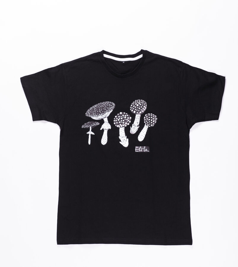 Elitas Patmalnieces T-krekls melns melnās sēnes